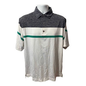 FootJoy FJ Polo Shirt Mens Large Gray Short Sleeve Performance Stretch Golf Logo
